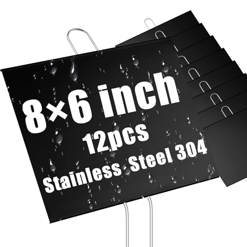 12 Pcs Large Plant Marker (6'' X 8'' with 13'' Stake / Black)
