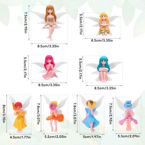 8 Pcs Fairy Figurines Miniature Fairies Love Letter Theme Set (3.46*2.16 inch)