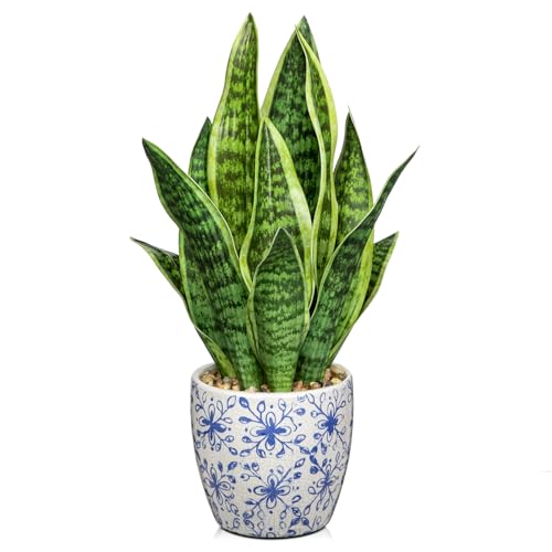 Artificial Snake Plant Potted Faux Sansevieria Trifasciata Plants