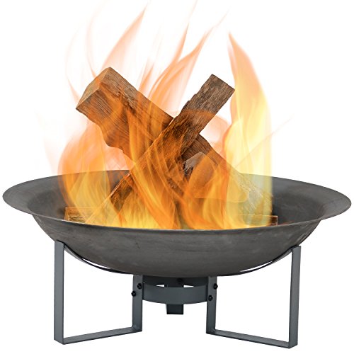 Sunnydaze 24 Inch Cast Iron Modern Outdoor Fire Pit Bowl with Stand