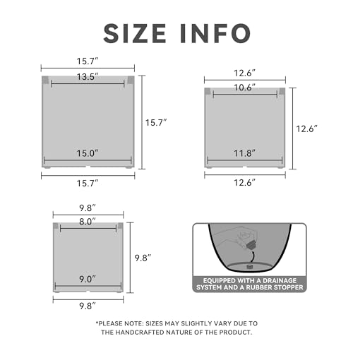 Set of 3 Pale Gray Concrete Cylinder Planters 15.8" 12.9" 9.8" Dia (Natural Concrete / 9.8",12.6",15.7" Dia)