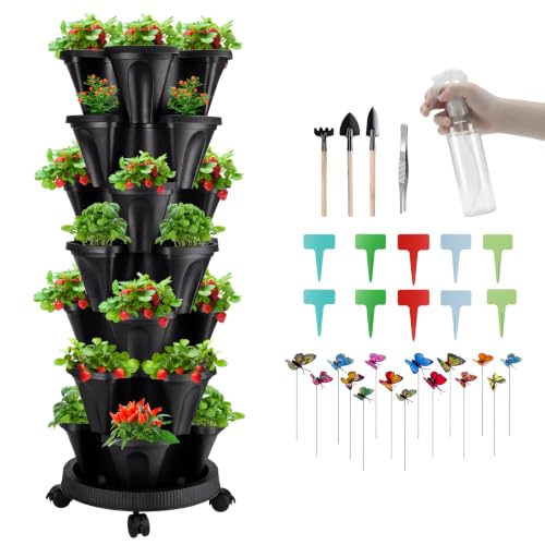 Vertical Planter Tower (Black / 7 Tier)