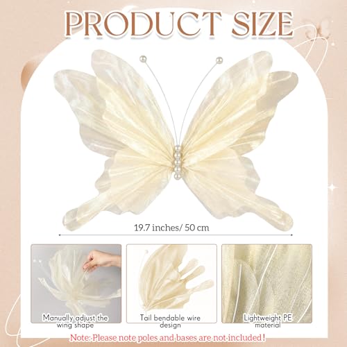 3 Pcs 19.7in Giant Butterfly Decoration for Wedding Reception (Butterfly / Gold)