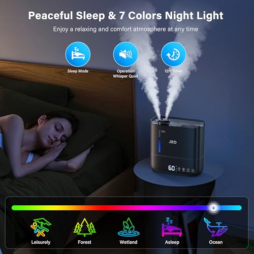 Top Fill 4L Humidifiers for Bedroom (Black 4L-B)