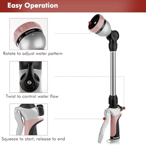 Heavy Duty Metal Hose Wand (Rose Gold / 16 inch - 180° Swivel)