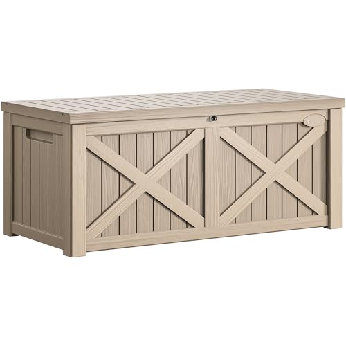 150 Gallon Large Deck Box with X (Deck Box w/X Front / 150 Gallon / Taupe)