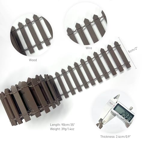 35 Inches Mini Fairy Garden Fence DIY Small Wood Decorative Picket Fence Micro Landscape Miniature Ornaments for Dollhouse (2 Count)