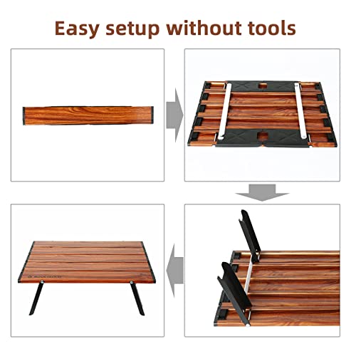 Portable Beach Table Aluminum Ultralight Folding Camping Table (Small / Classic / Wood Grain)