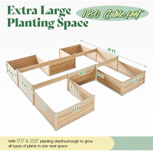 H Shaped Raised Garden Bed (12 x 12 x 2 FT)