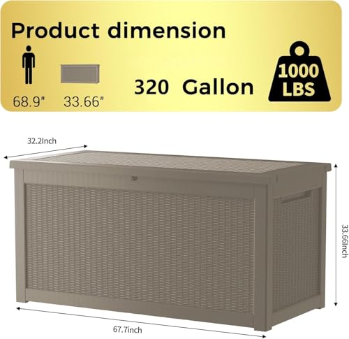 Outdoor Storage Box Waterproof (Grey / 320 Gallon)