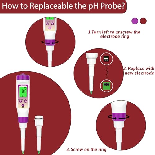Food pH Meter Replacement Probe 2 in 1 pH Temperature Tester Spear Tip pH Sensor Easily Penetrate Solid and Semi (White)