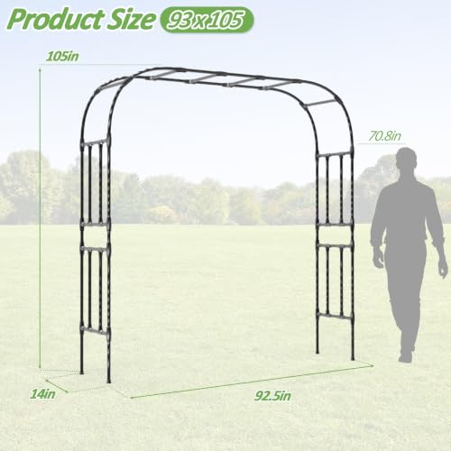 Thickened Metal Garden Arch (98（L）*94(H)*16(W)IN)