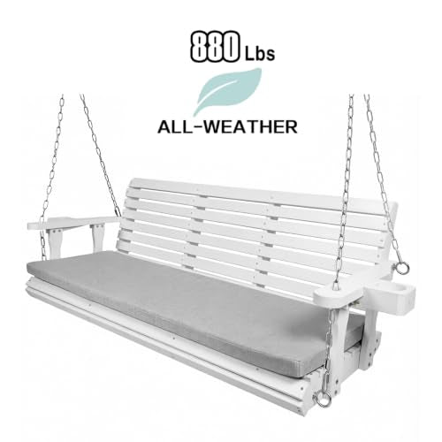 Wooden Porch Swing (Pure White / 5.5 FT Extra Large)