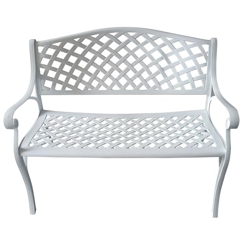 Outdoor Aluminum Modern Patio Bench Loveseat (White)