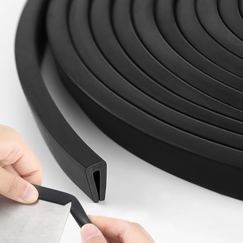 1 8" Rubber Edge Trim U Channel Protector (1/8" U, 100 Feet Long, Black)