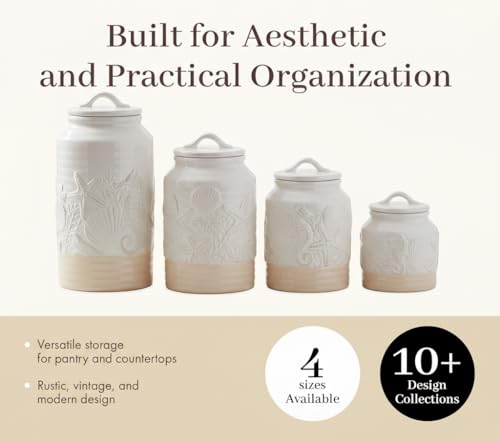 Youngs 61702 Coastal Canister (White, Cream)