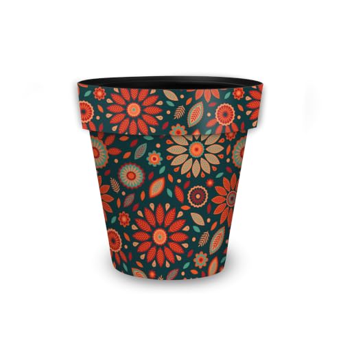 Everyday Planter 8.5" x 8.5" x 8.5" Orange and Teal Floral Small Planter (Org Teal Flor / Small)