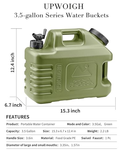 3.5 Gal Camping Water Jug with Spigot (Military Green / 3.5 Gallon)