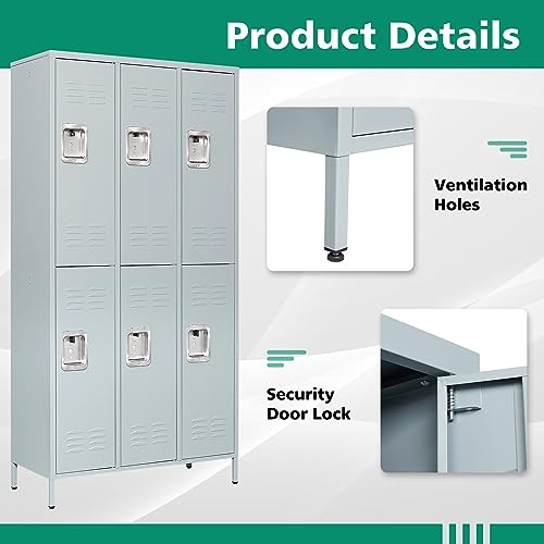 Metal Lockers for Employees (6 Door / Grey)