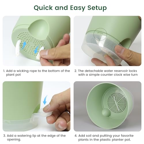 4 inch Self Watering Pots for Indoor Plants (5 Count)