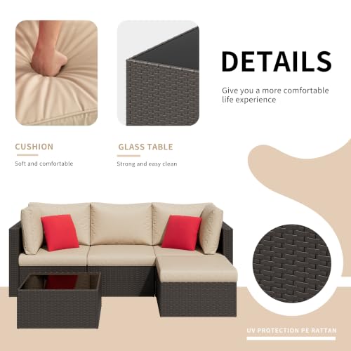 5 Pieces Patio Furniture Sets Outdoor All (Beige / 5 pcs)