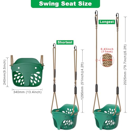 Green High Back Full Bucket Toddler Swing Seat w (Green Bucket Swing)