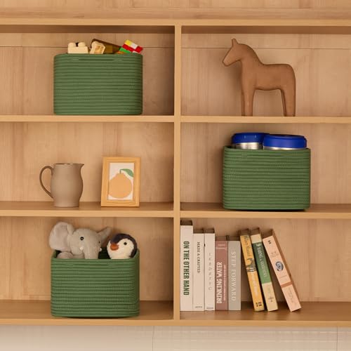 Small Organizing Baskets for Cubes Shelf (Square-9L (▢9.7"×9.7"×H7.1") / Green)