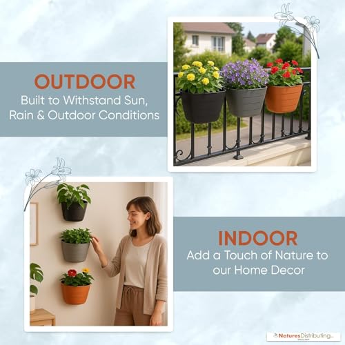 12 Inch Self Watering Wall Planter for Indoor & Outdoor Use (Terracotta / 12 inches - WITH PLUG)