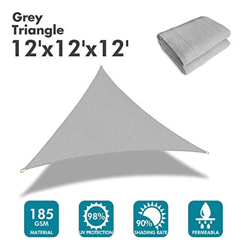 12'x12'x17' Sun Shade Sail Gray Curved Triangle (Gray / 1 2' X 1 2' X 1 2')
