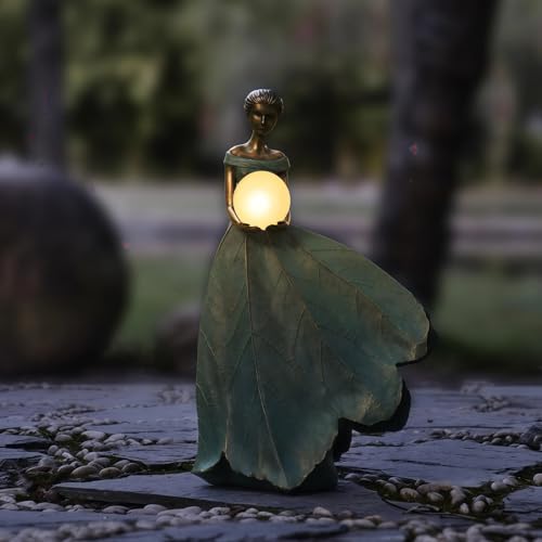 Solar Fairy Garden Statue 22 Inch Resin Garden Decor (Hold Ball)