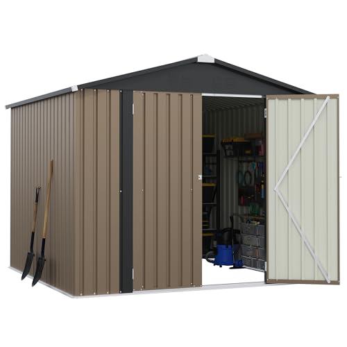 8x8FT Outdoor Storage Shed (8x8 / Brown)