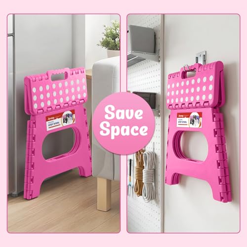 11" Folding Step Stool for Kids and Adults (Rose Red / 11 Inch)