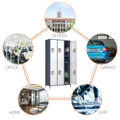 Metal Storage Locker for Employees (Grey White / 6 Door)
