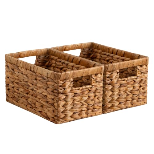 Decorative Baskets (Caramel(Water Hyacinth) / 2x 13"L x 8¼"W x 7"H)
