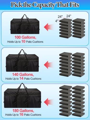 180 Gal Extra Large Pool Cover Storage Bag for Aboveground Pools (57''L x 29.5''H x 25''W)