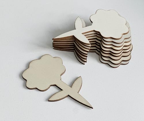 100 Pcs Wood Plant Labels (Flower)
