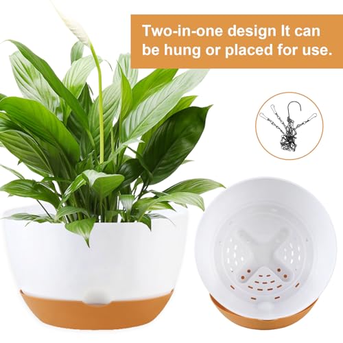 4 Pack Plastic Hanging Planters (White / 8 inch)
