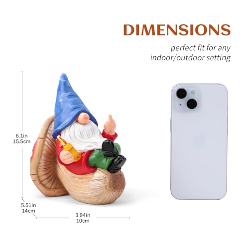 Middle Finger Gnome Statue Naughty Garden Gnomes Funny Drunk Gnome on Mushroom Indoor Outdoor Summer Decoration for Yard Lawn Home Christmas Birthday Gag Gift (Beer Gnome)