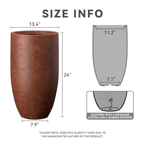 Large Round Tapered Rusty Concrete Planter 24" Tall (Rusty / 24" Tall)