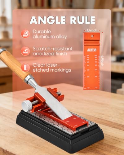 Honing Guide & Chisel Sharpening Jig Set with Angle Rule (guide+stone+rule)