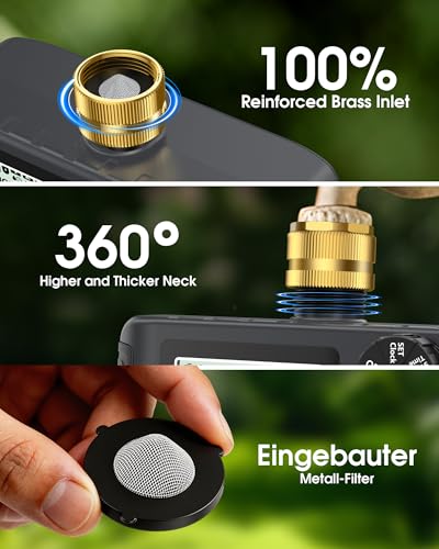 4 Zones Sprinkler Timer with Brass Inlet (Black / 4 Outlets)