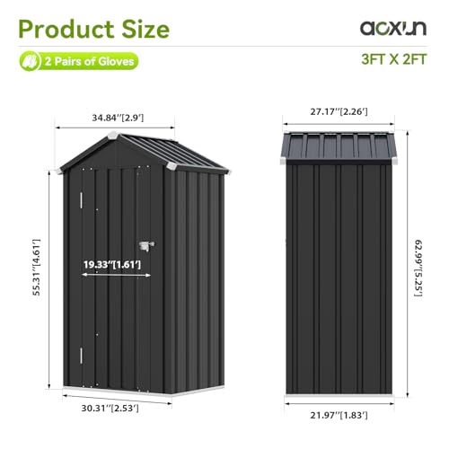 Vertical Outdoor Storage Cabinet 2.5’x2’ with Floor & Shelves Black (Black / 2.5'x2')