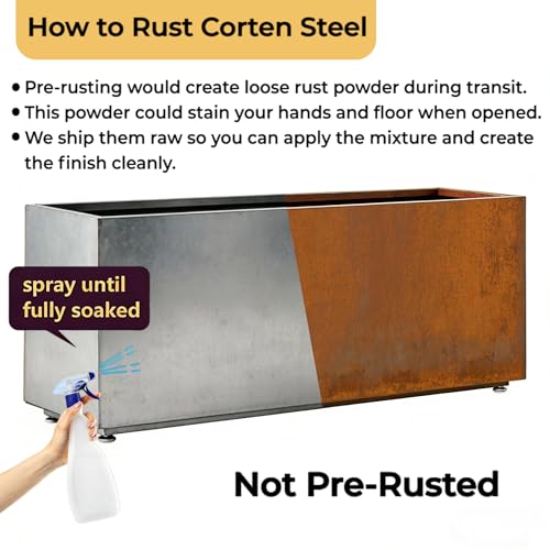 Corten Steel Style Planter Box 40Wx12Dx16H (40Wx12Dx16H / Rust)