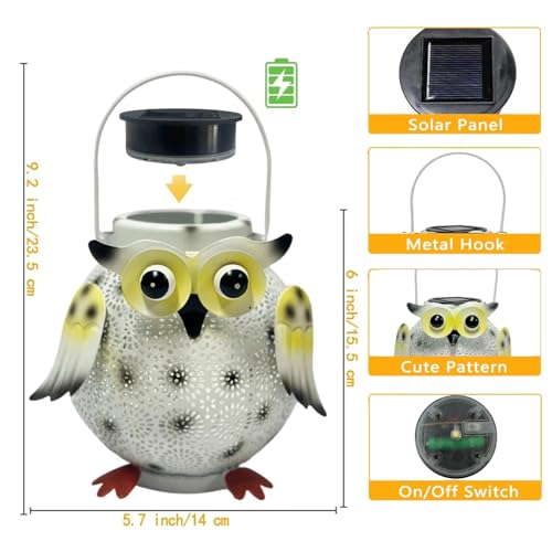 1 Pack Hanging Solar Lanterns (white owl 1pk)