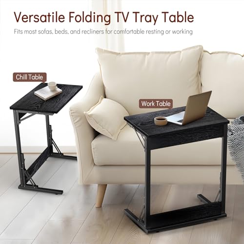 24" TV Tray Table Set of 4 (Midnight Black / 4PK)