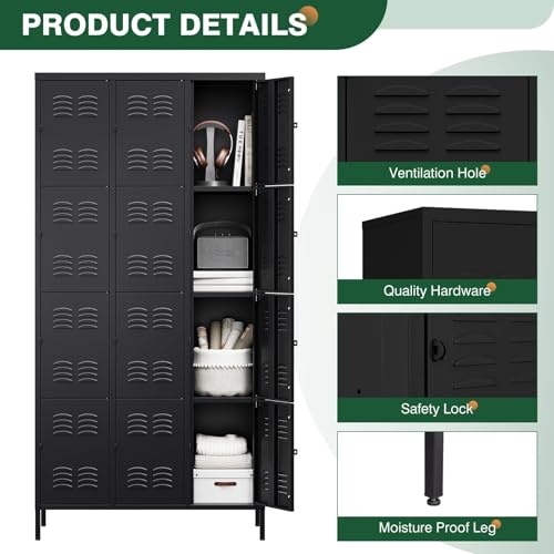 Metal Lockers for Employees (12 Door / Black)