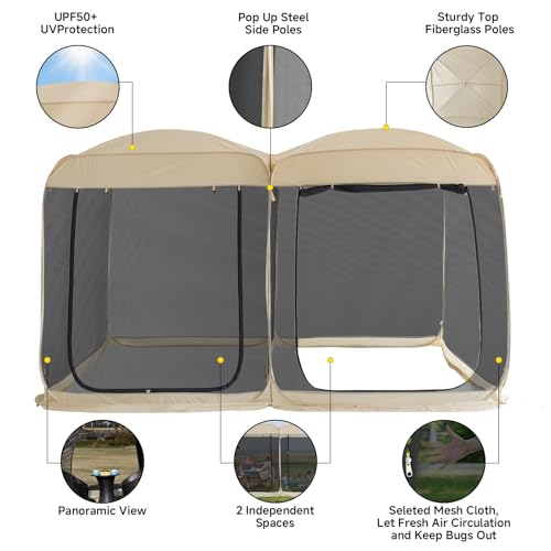 Screen House Room 2024 Upgraded 2 in 1 Screen Tent PoP Up Gazebo® with Mesh Mosquito Netting
