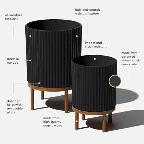 Demi Series Raised Duo Planters (Black/Brown / Bundle - 2 Pack)