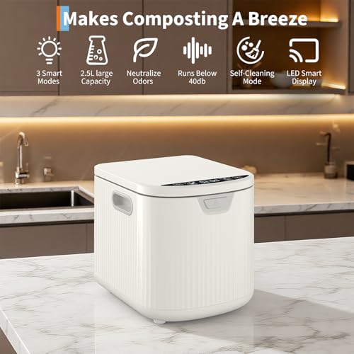 2.5L Electric Kitchen Composter Smart Odorless Compost Bin Auto