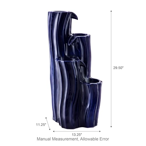 30" Tall Outdoor Water Fountain with LED Light (30"H / Cobalt Blue)